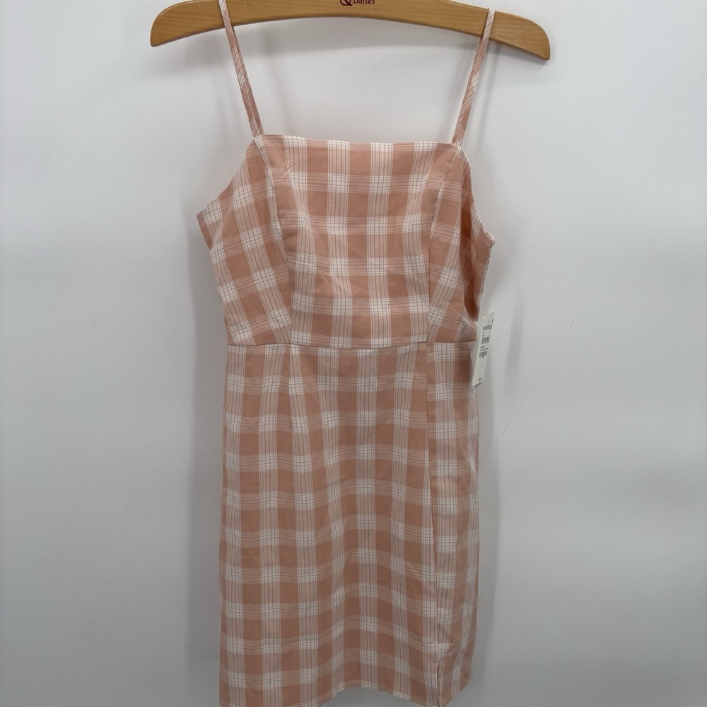 BP Nordstrom Mini Dress Coral White Gingham Sleeveless Juniors Size‎ XS NWT #15D